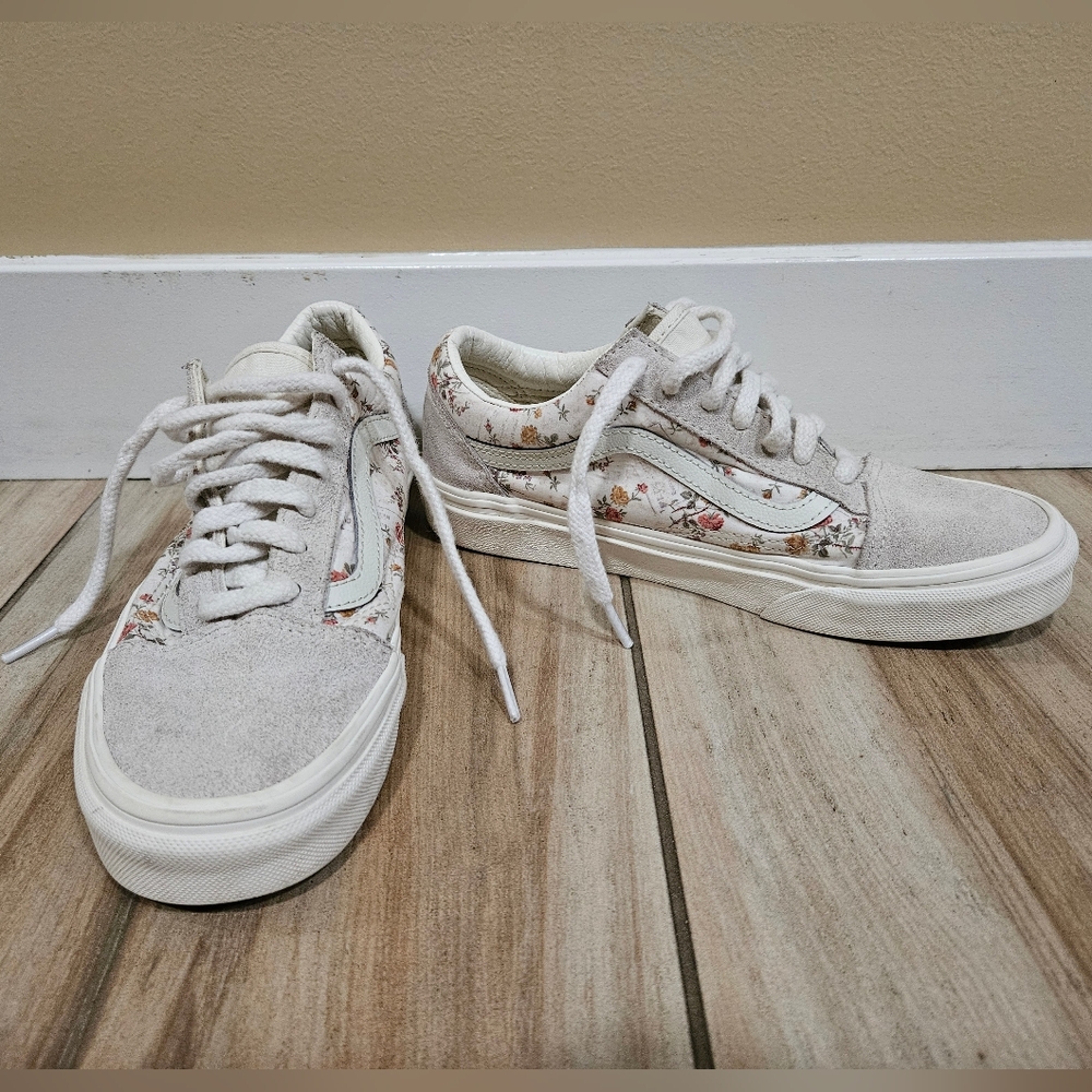 Vans Womens Old Skool Vintage Floral Marshmallow Cream White Skate Shoe Size 7.5 - Picture 3 of 8
